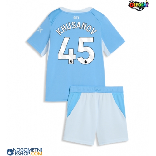Otroški Nogometni dresi Manchester City Abdukodir Khusanov #45 Domači 2026-27 Kratek Rokav (+ Kratke hlače)